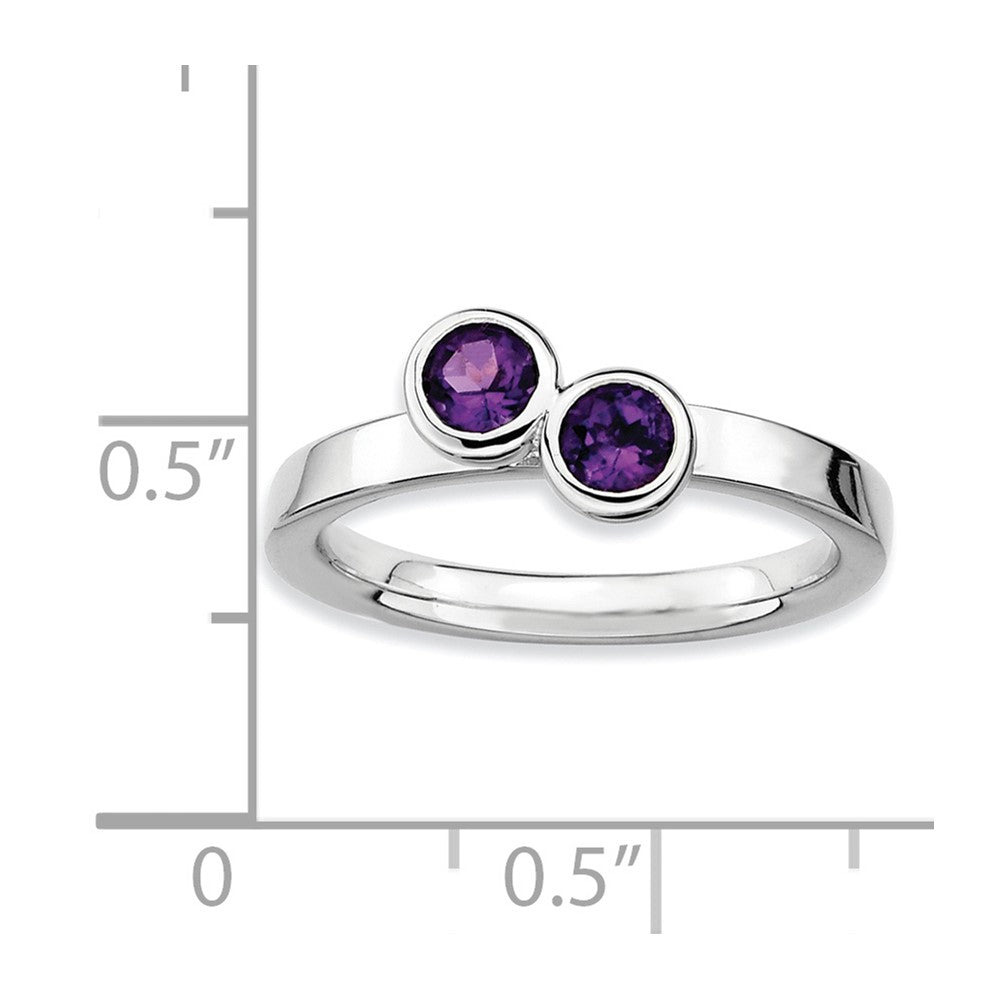 Sterling Silver Stackable Expressions Dbl Round Amethyst Ring