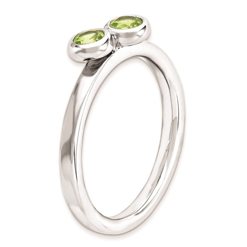 Sterling Silver Stackable Expressions Dbl Round Peridot Ring