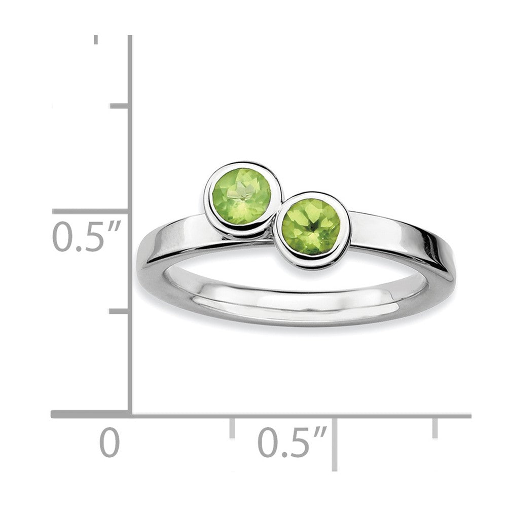 Sterling Silver Stackable Expressions Dbl Round Peridot Ring