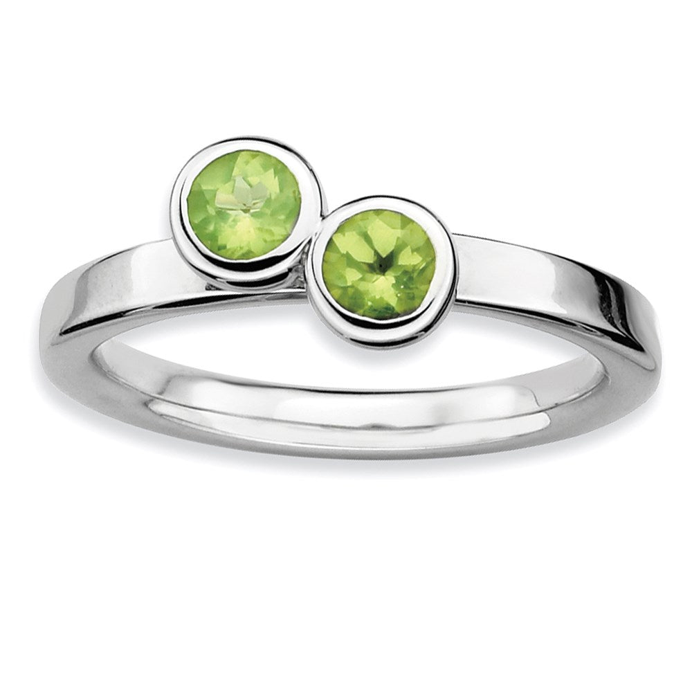 Sterling Silver Stackable Expressions Dbl Round Peridot Ring