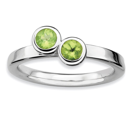 Sterling Silver Stackable Expressions Dbl Round Peridot Ring