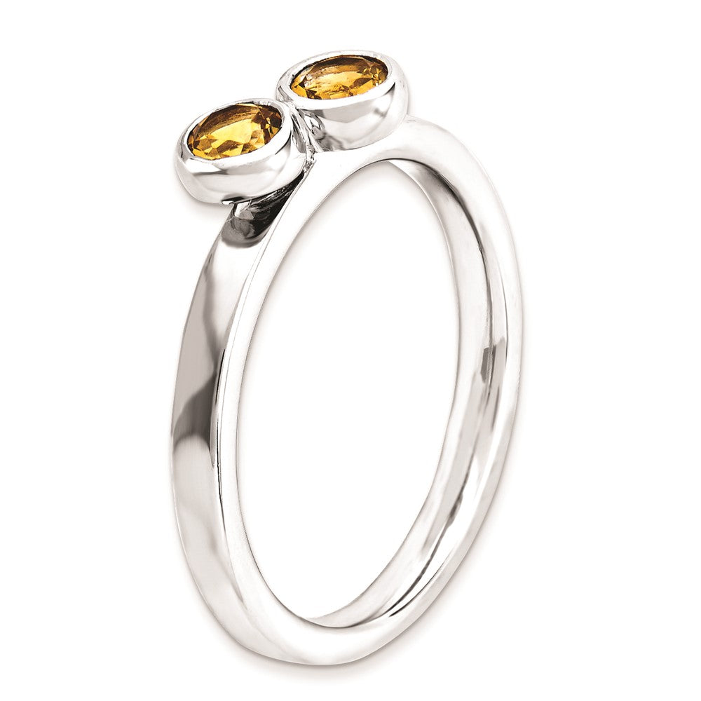 Sterling Silver Stackable Expressions Dbl Round Citrine Ring