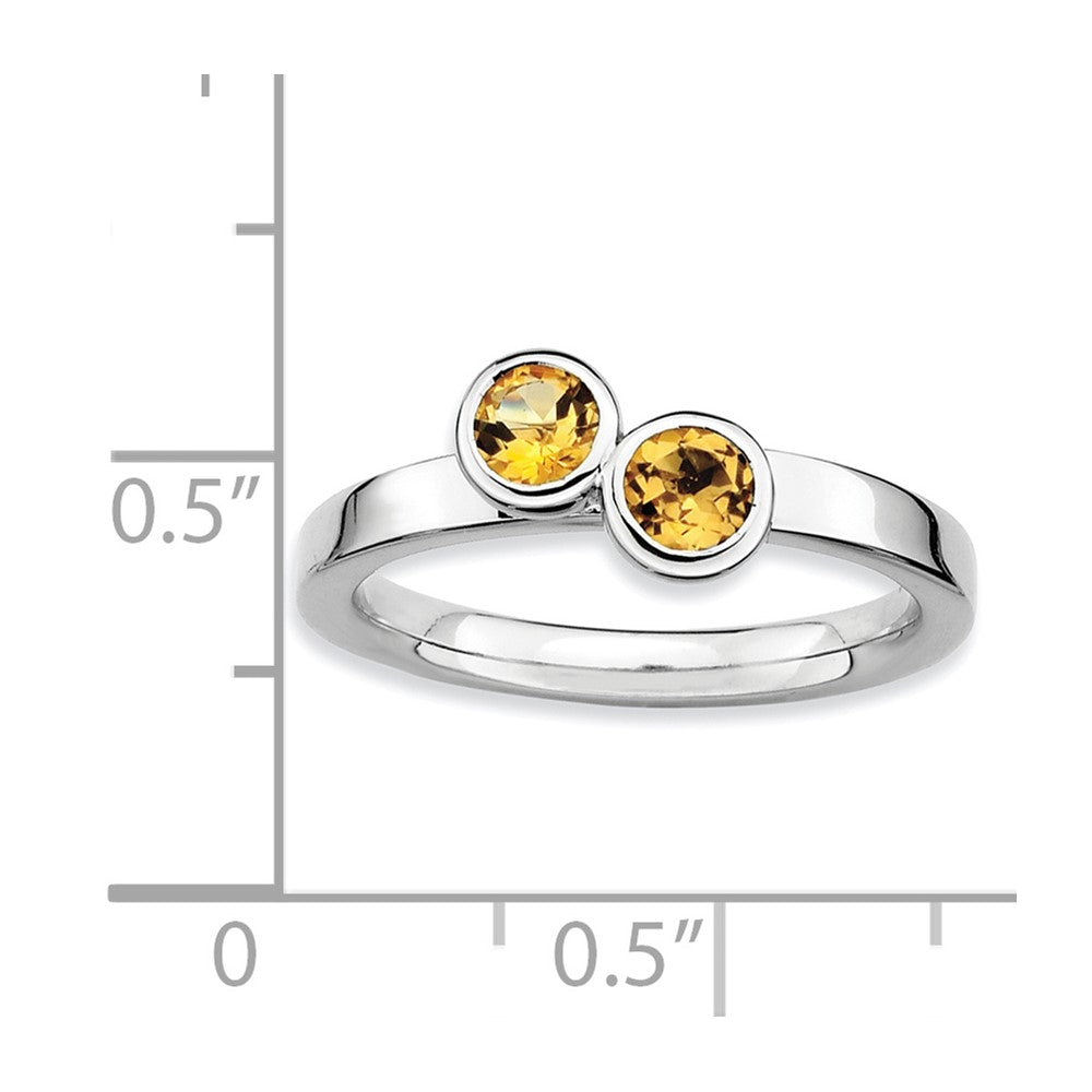 Sterling Silver Stackable Expressions Dbl Round Citrine Ring