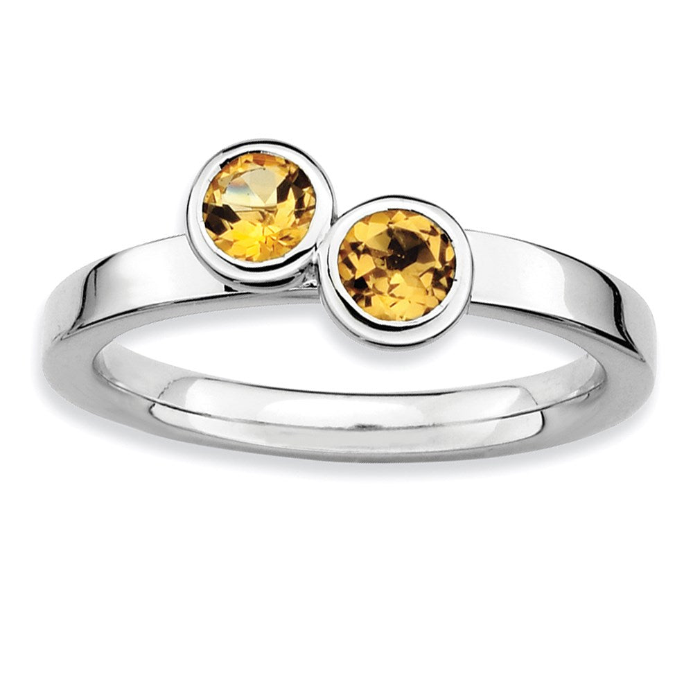 Sterling Silver Stackable Expressions Dbl Round Citrine Ring