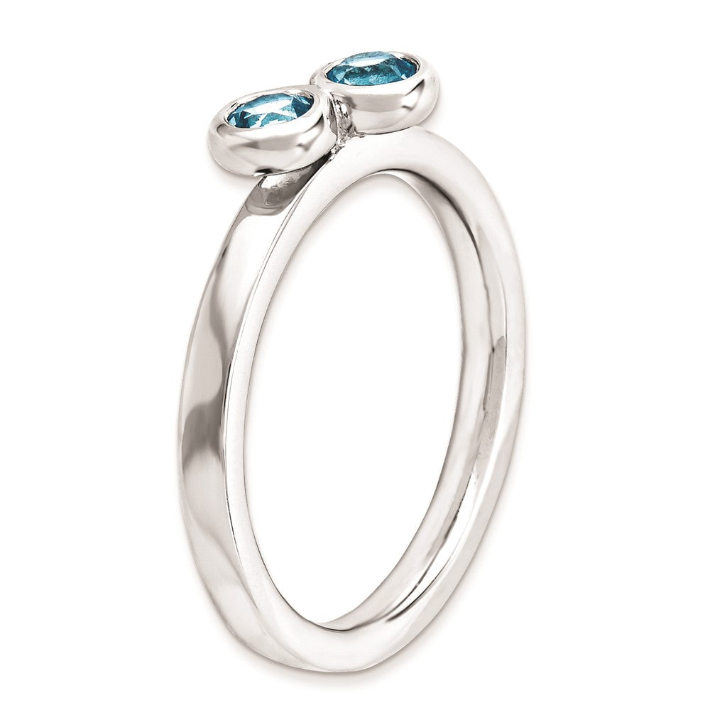 Sterling Silver Stackable Expressions Dbl Round Blue Topaz Ring