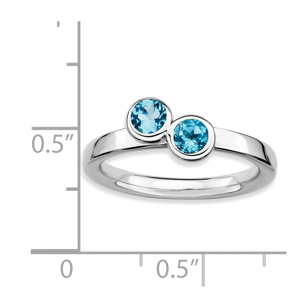 Sterling Silver Stackable Expressions Dbl Round Blue Topaz Ring