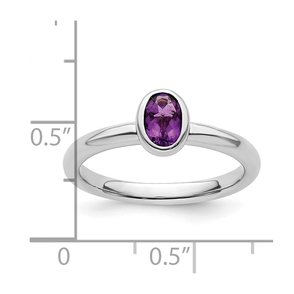 Sterling Silver Stackable Expressions Oval Amethyst Ring