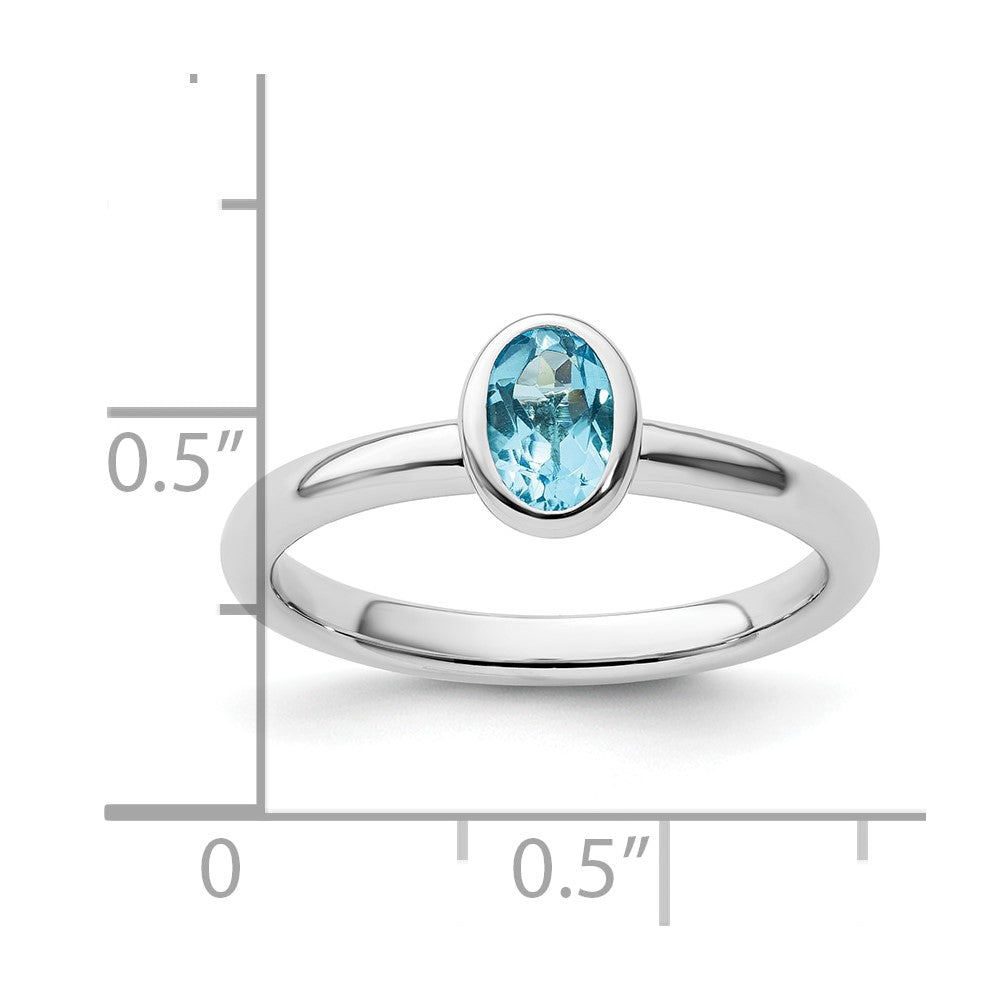 Sterling Silver Stackable Expressions Oval Blue Topaz Ring