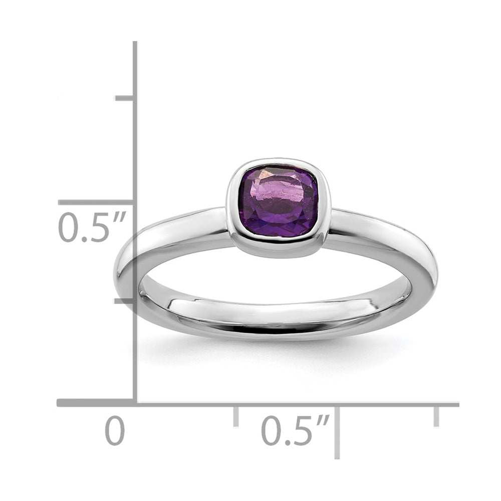 Sterling Silver Stackable Expressions Cushion Cut Amethyst Ring