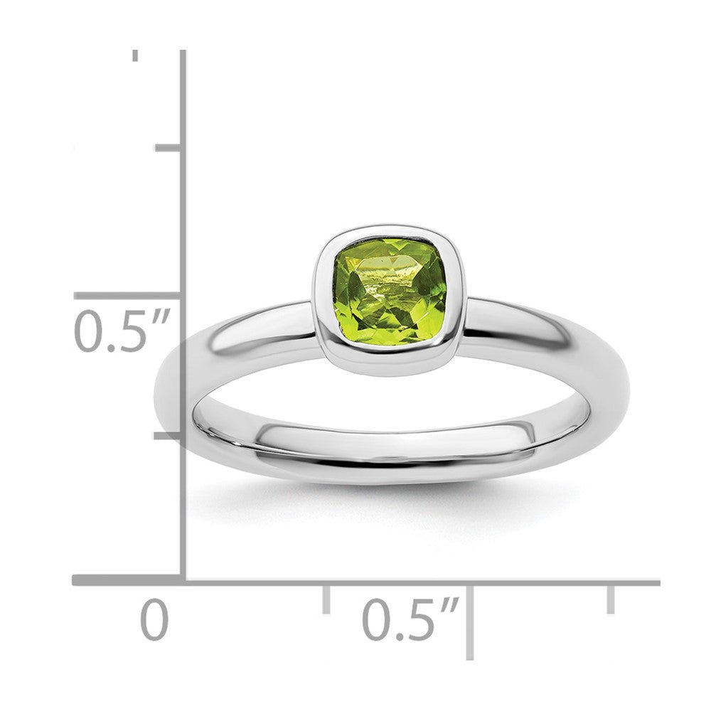 Sterling Silver Stackable Expressions Cushion Cut Peridot Ring