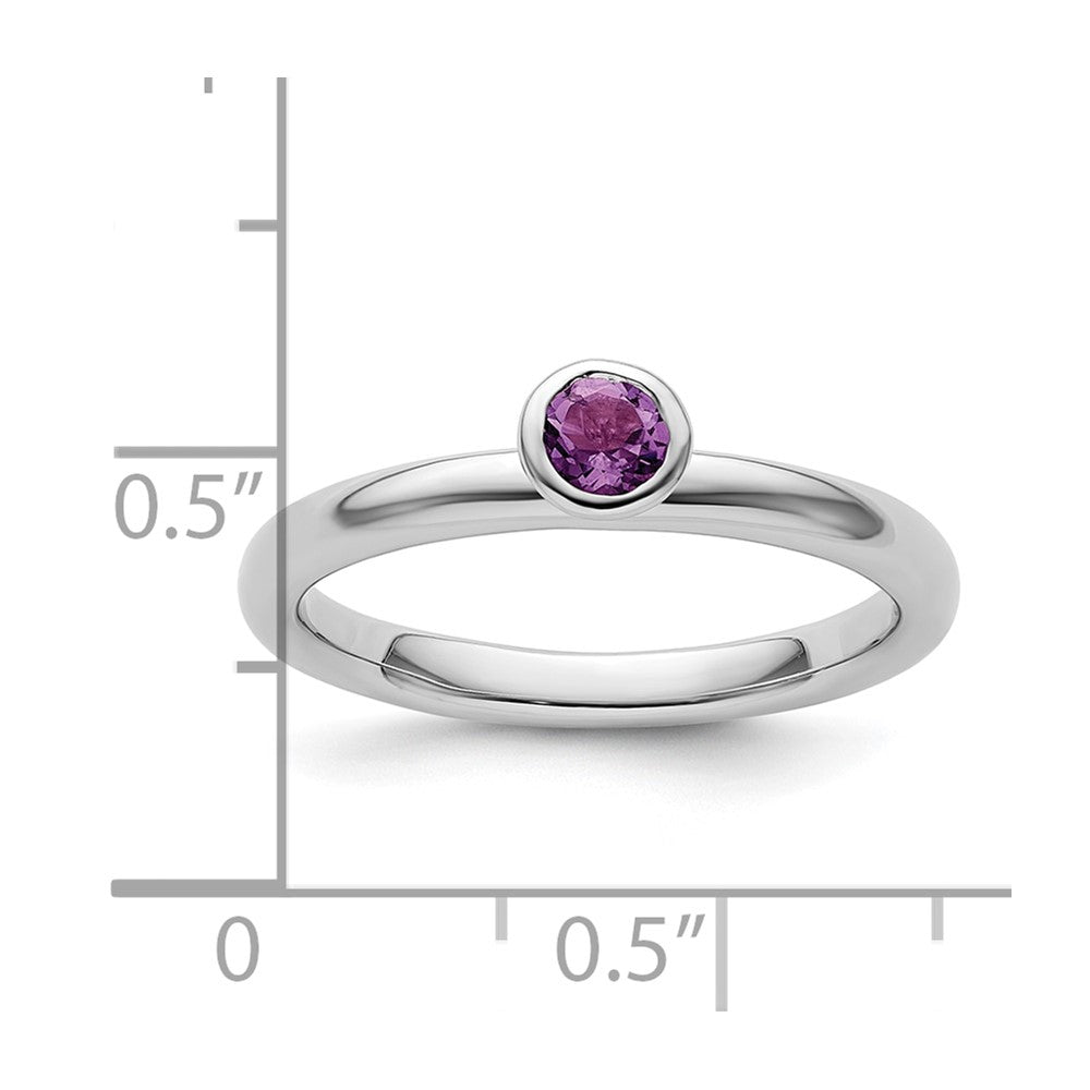 Sterling Silver Stackable Expressions High 4mm Round Amethyst Ring