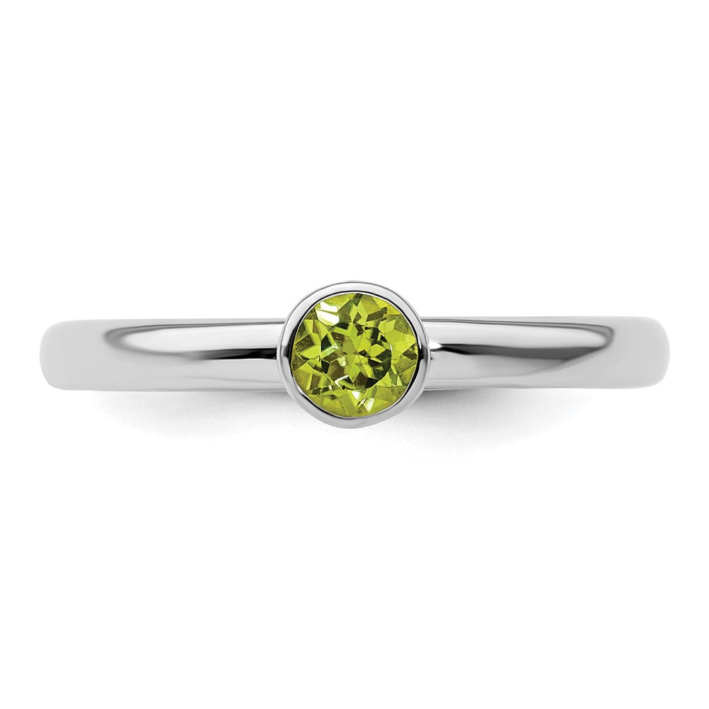 Sterling Silver Stackable Expressions High 4mm Round Peridot Ring