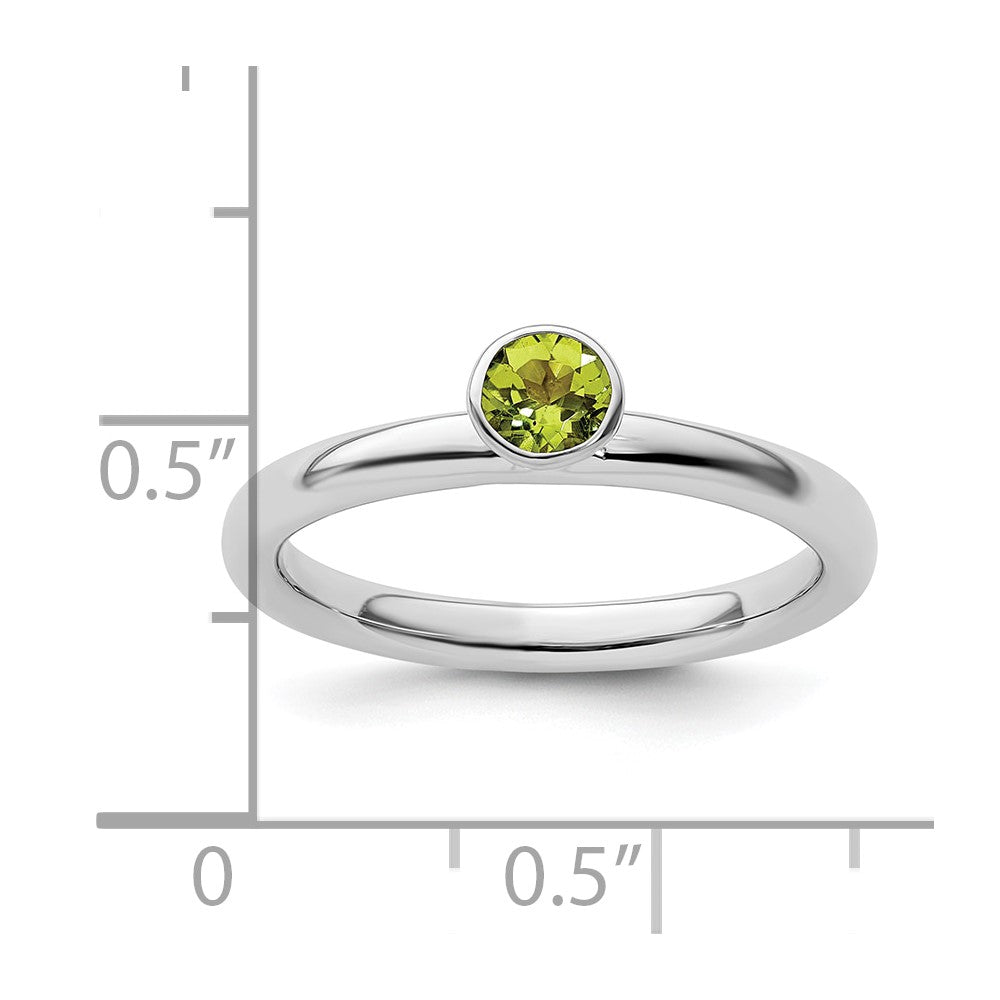 Sterling Silver Stackable Expressions High 4mm Round Peridot Ring