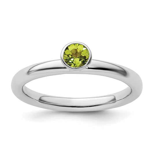 Sterling Silver Stackable Expressions High 4mm Round Peridot Ring