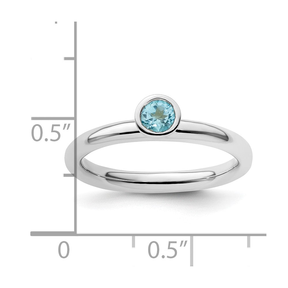 Sterling Silver Stackable Expressions High 4mm Round Blue Topaz Ring