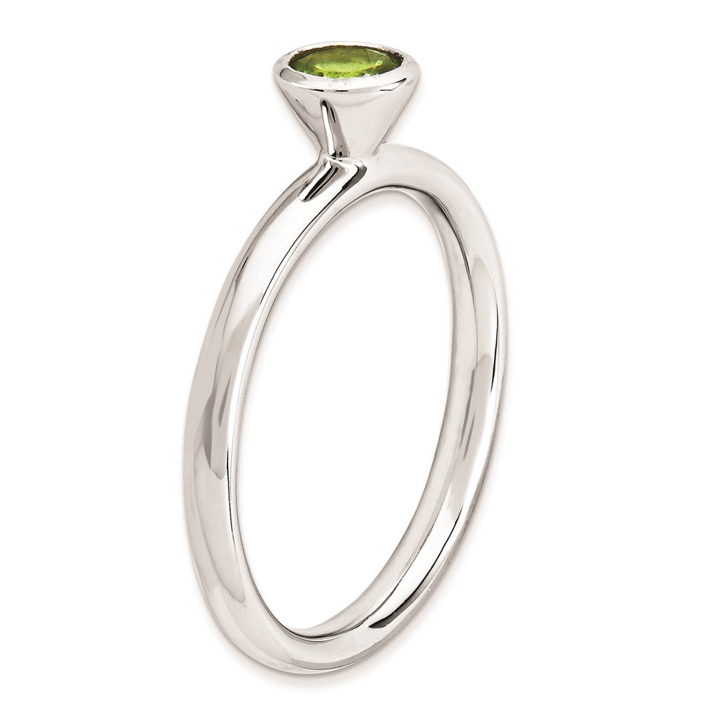 Sterling Silver Stackable Expressions High 5mm Round Peridot Ring