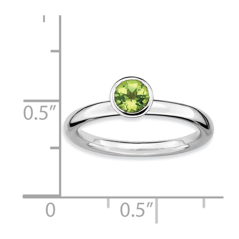 Sterling Silver Stackable Expressions High 5mm Round Peridot Ring