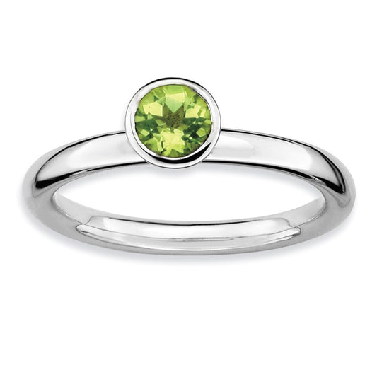 Sterling Silver Stackable Expressions High 5mm Round Peridot Ring