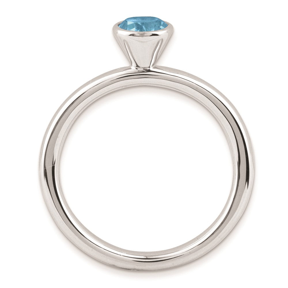 Sterling Silver Stackable Expressions High 5mm Round Blue Topaz Ring