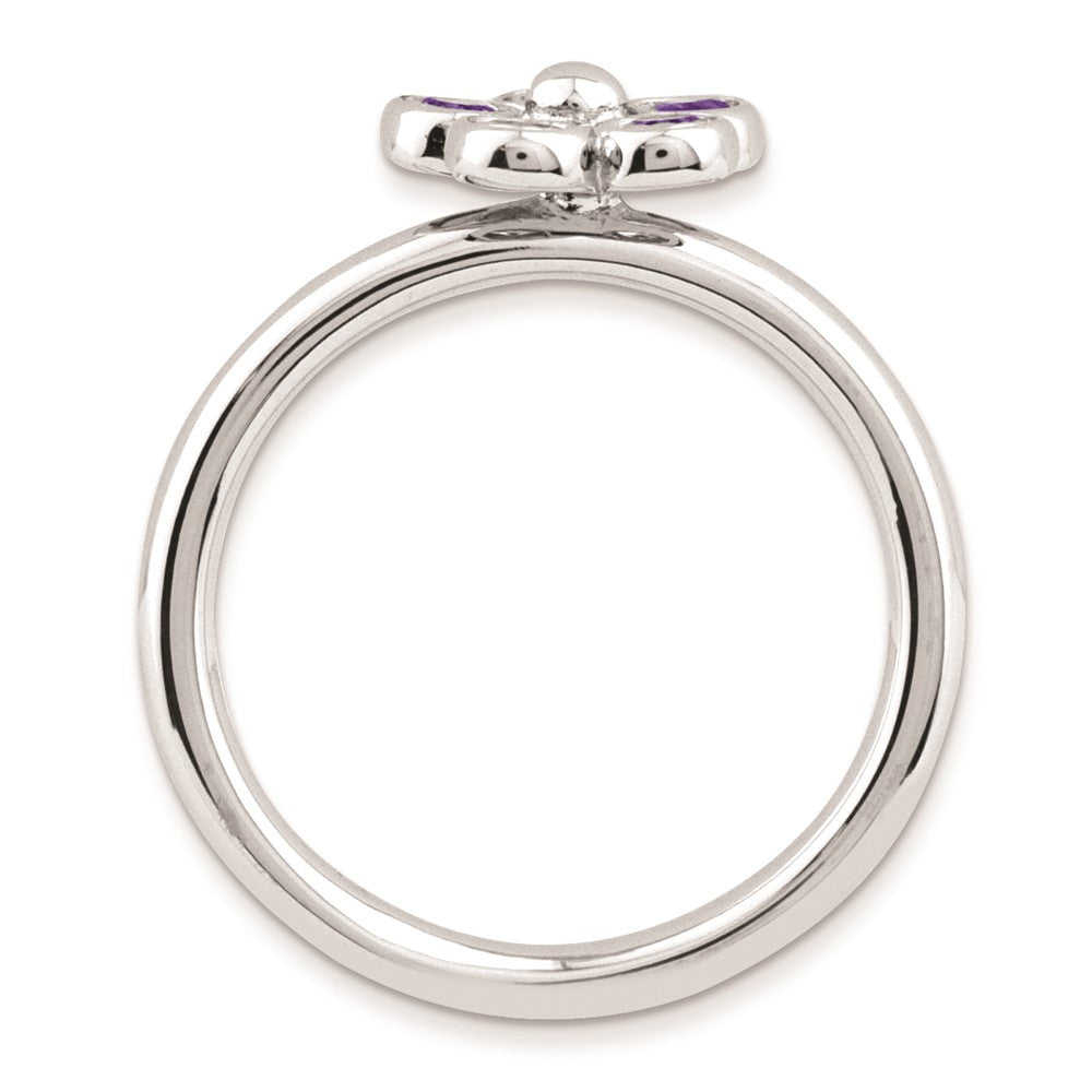 Sterling Silver Stackable Expressions Amethyst Flower Ring