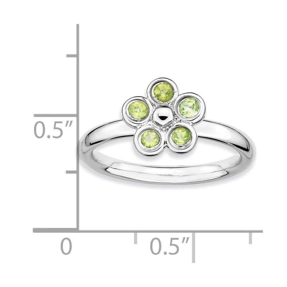 Sterling Silver Stackable Expressions Peridot Flower Ring