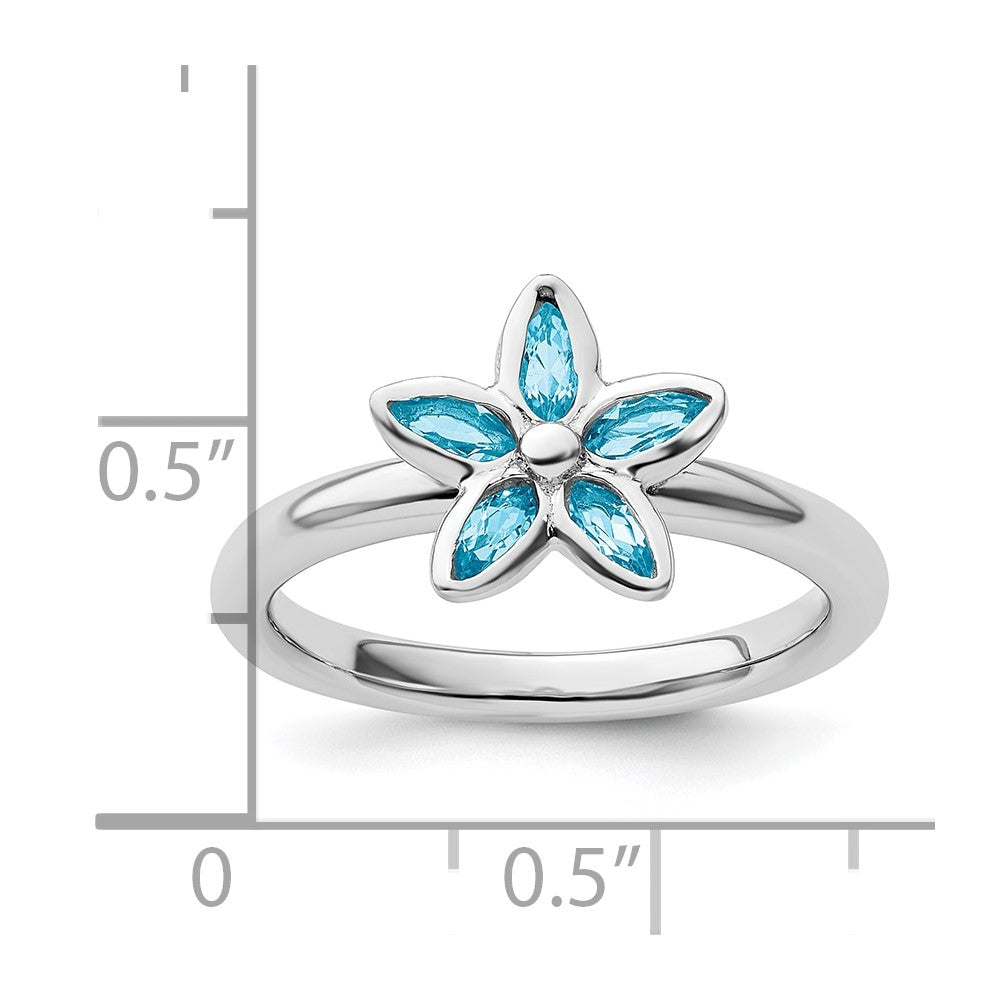 Sterling Silver Stackable Expressions Blue Topaz Flower Ring