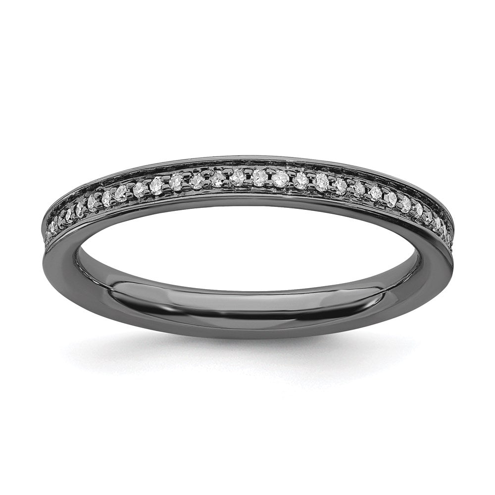 Sterling Silver Stackable Expressions & Diamonds Black-plated Ring