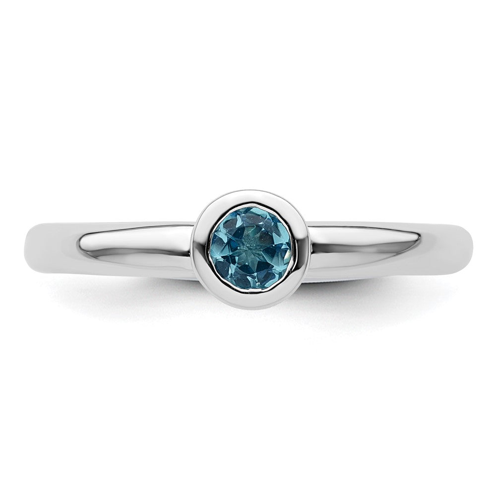 Sterling Silver Stackable Expressions Low 4mm Round Blue Topaz Ring