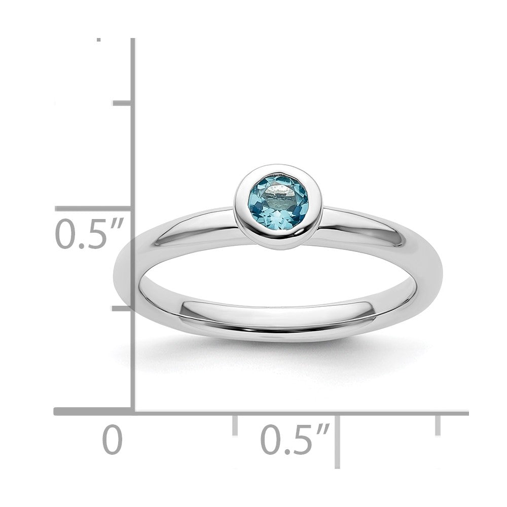 Sterling Silver Stackable Expressions Low 4mm Round Blue Topaz Ring