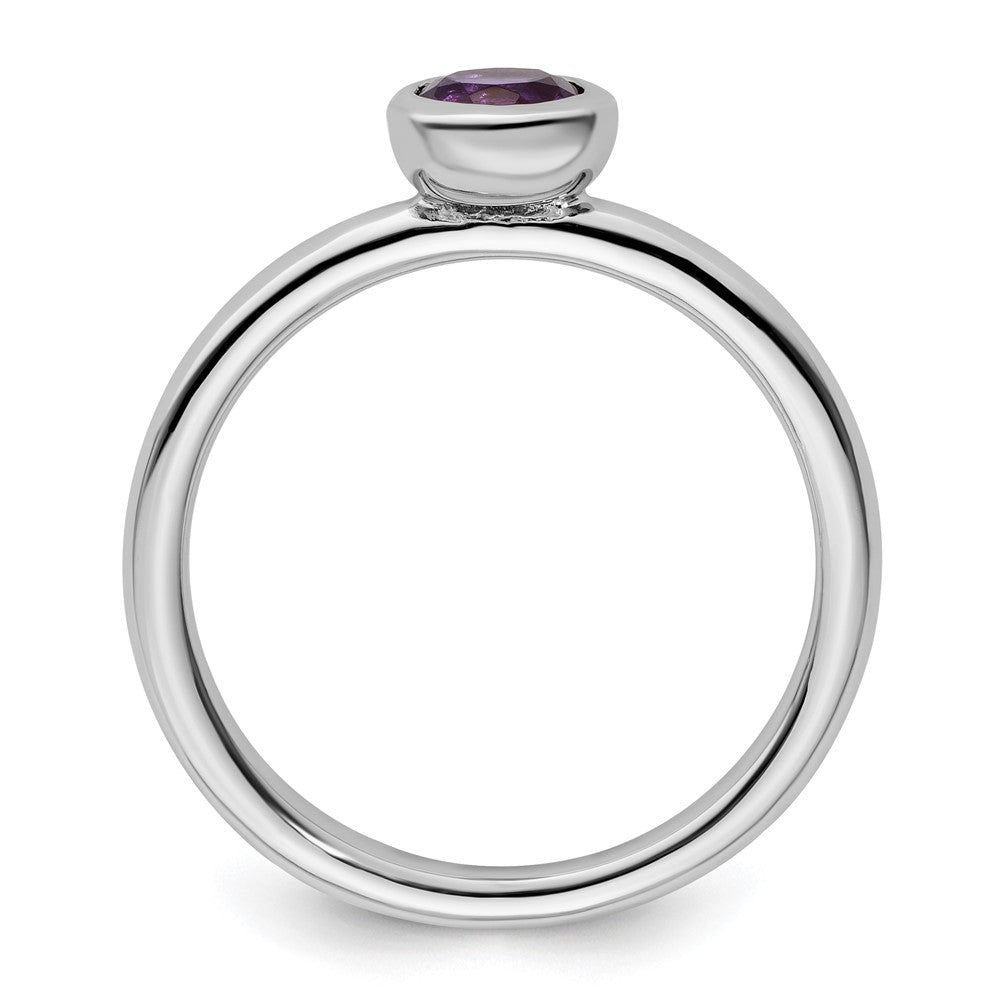 Sterling Silver Stackable Expressions Low 5mm Round Amethyst Ring