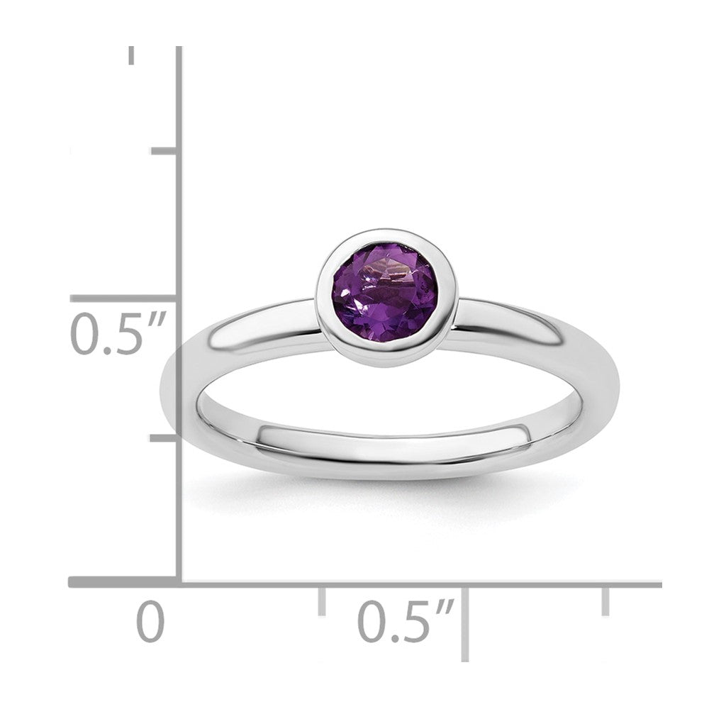 Sterling Silver Stackable Expressions Low 5mm Round Amethyst Ring