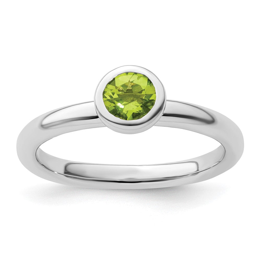 Sterling Silver Stackable Expressions Low 5mm Round Peridot Ring