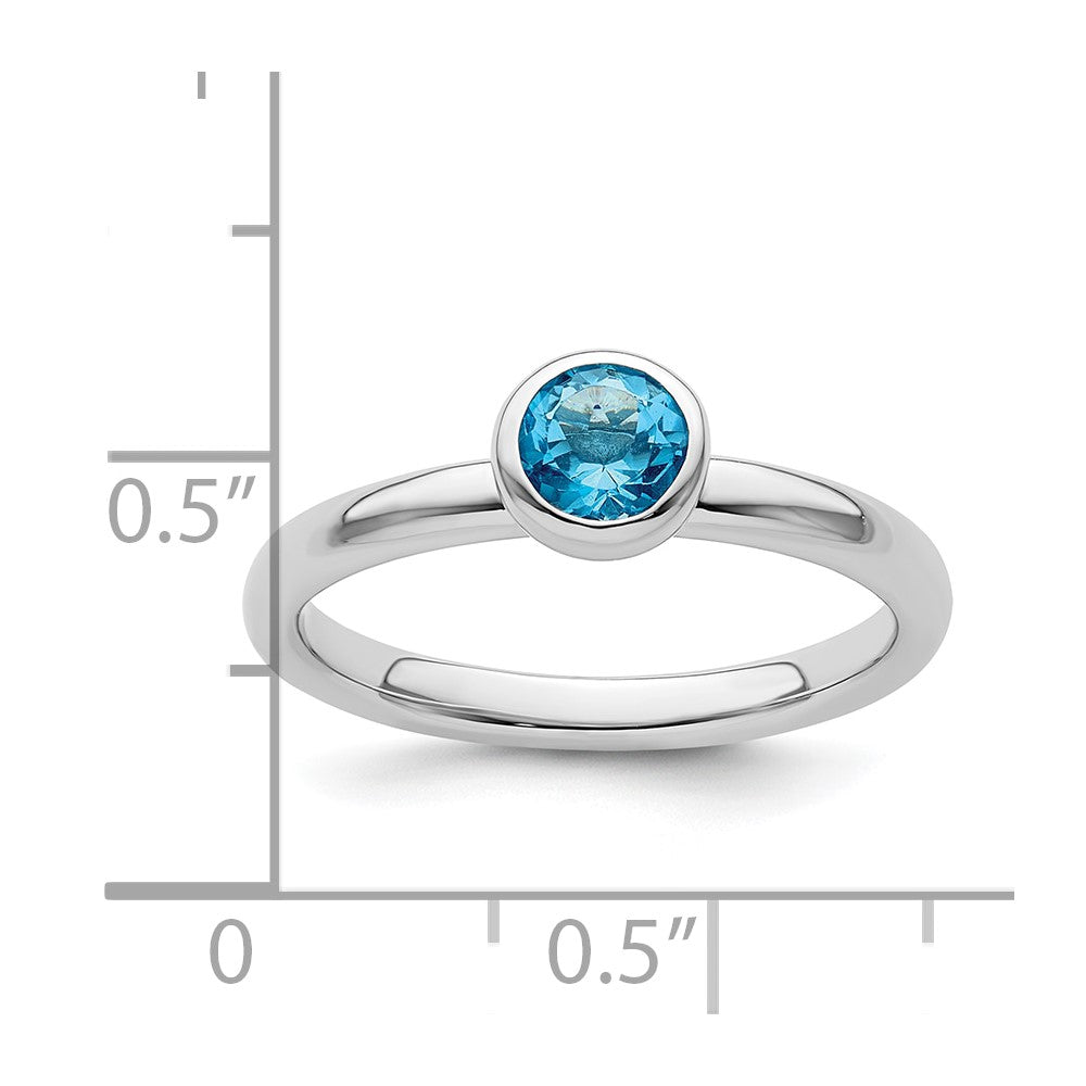 Sterling Silver Stackable Expressions Low 5mm Round Blue Topaz Ring