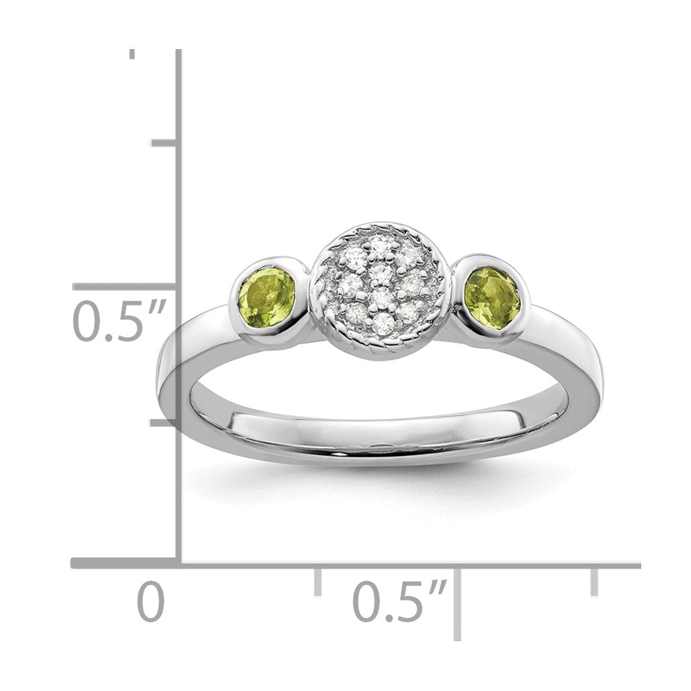 Sterling Silver Stackable Expressions Dbl Round Peridot & Dia. Ring