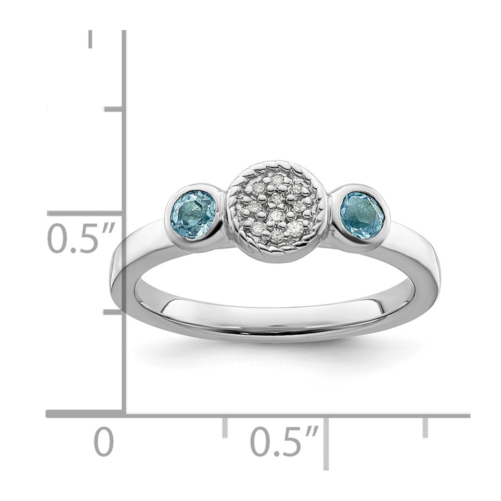 Sterling Silver Stackable Expressions Dbl Round Blue Topaz & Dia. Ring