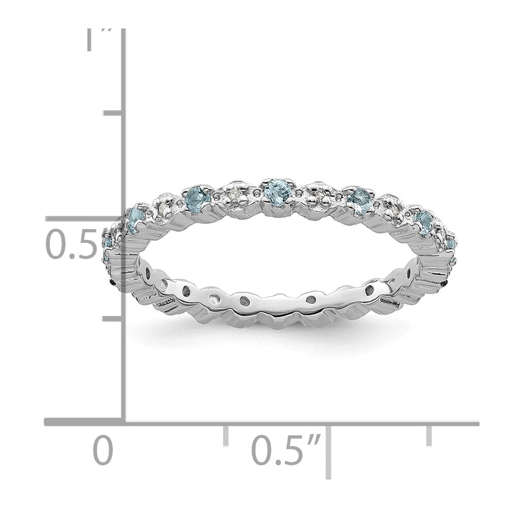 Sterling Silver Stackable Expressions Aquamarine & Diamond Ring