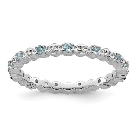 Sterling Silver Stackable Expressions Aquamarine & Diamond Ring