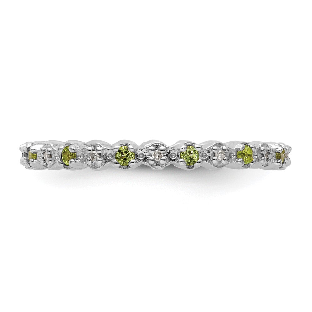 Sterling Silver Stackable Expressions Peridot & Diamond Ring