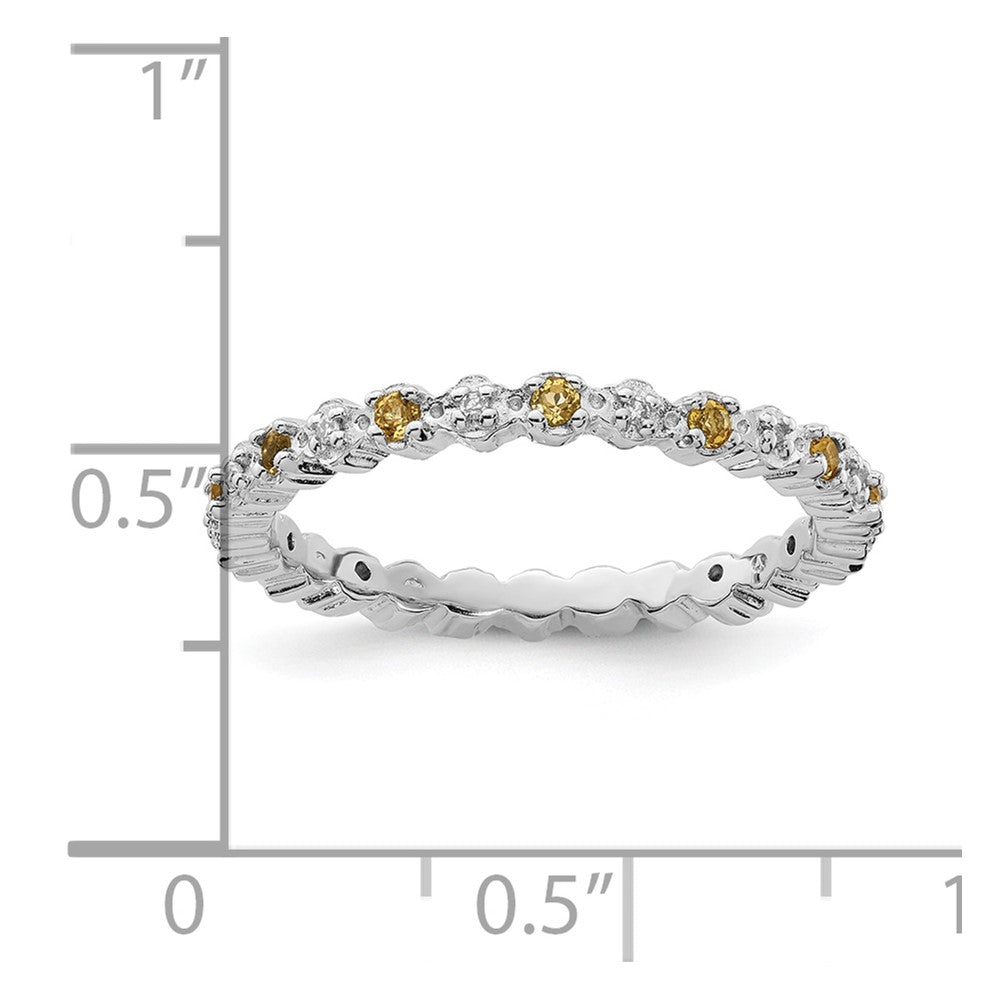 Sterling Silver Stackable Expressions Citrine & Diamond Ring