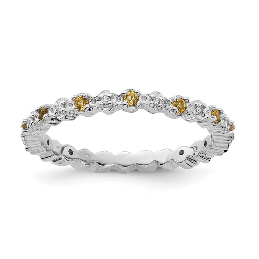 Sterling Silver Stackable Expressions Citrine & Diamond Ring