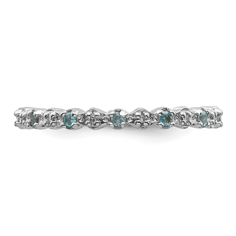 Sterling Silver Stackable Expressions Blue Topaz & Diamond Ring