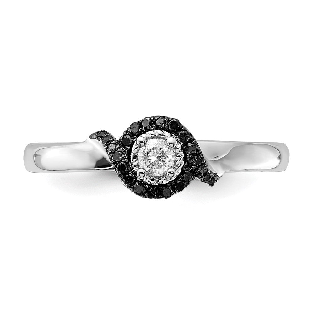 Sterling Silver Stackable Expressions Polished White/Black Diamond Ring