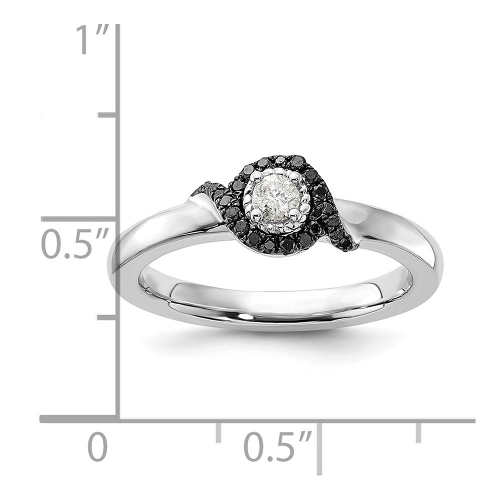 Sterling Silver Stackable Expressions Polished White/Black Diamond Ring