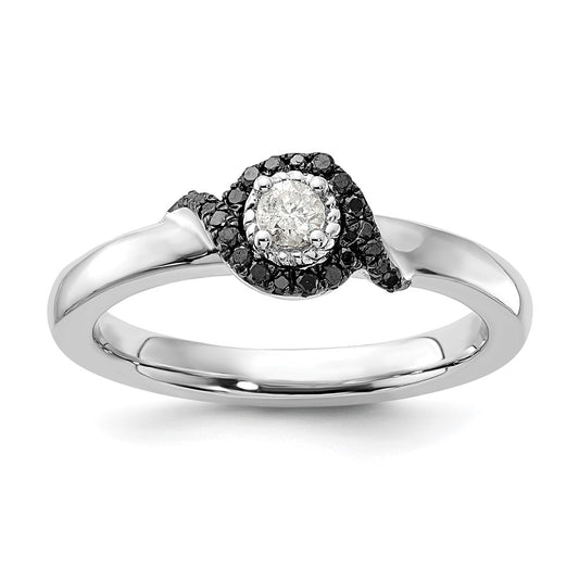 Sterling Silver Stackable Expressions Polished White/Black Diamond Ring