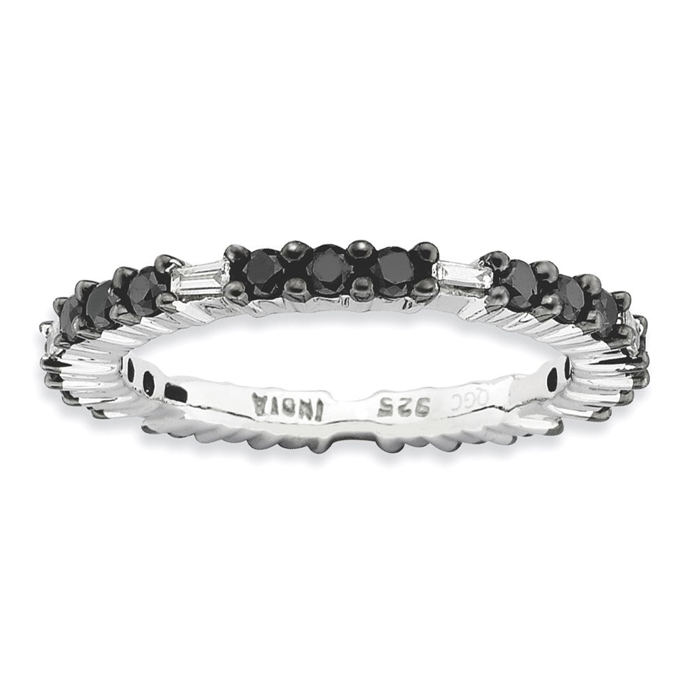 Sterling Silver Stackable Expressions Polished Black Diamond Ring