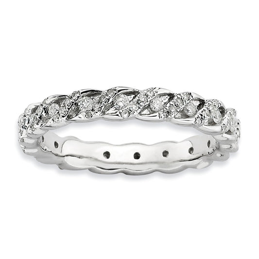 Sterling Silver Stackable Expressions Polished Diamond Ring