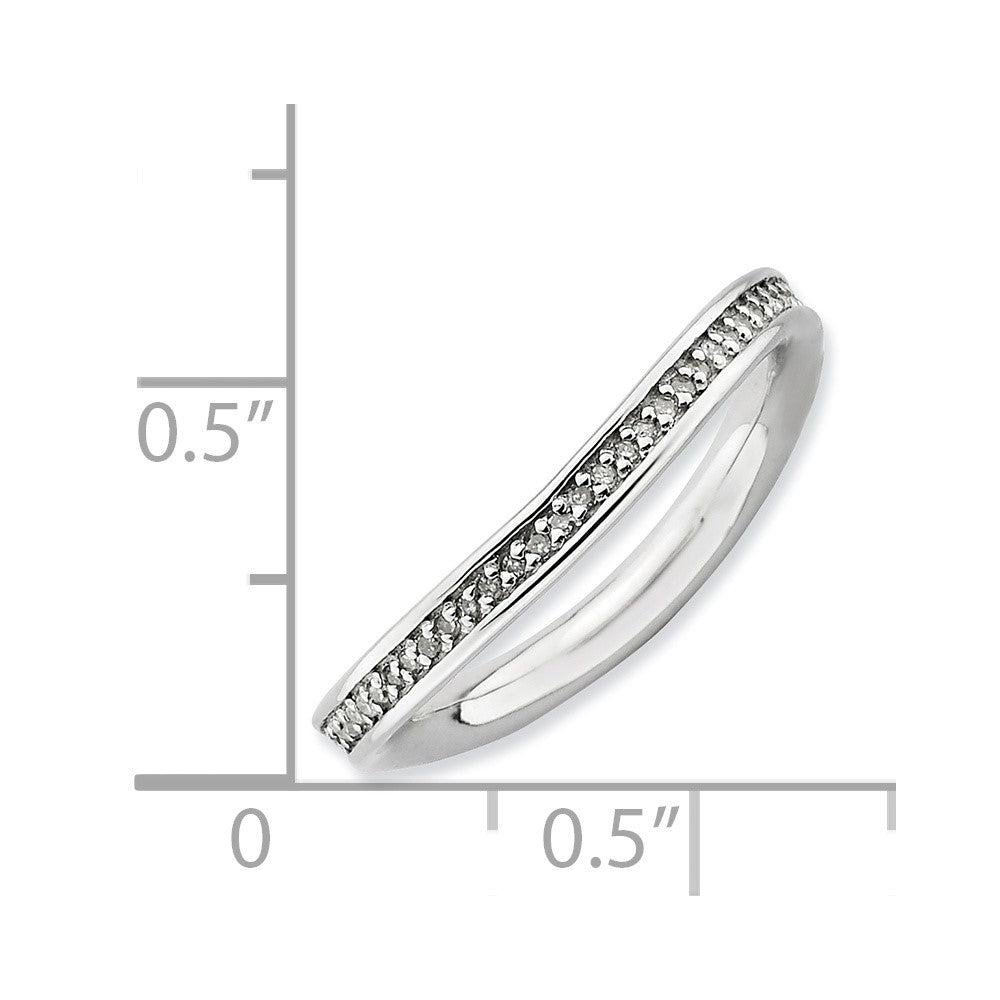 Sterling Silver Stackable Expressions & Diamonds Rhodium-plated Wave Ring