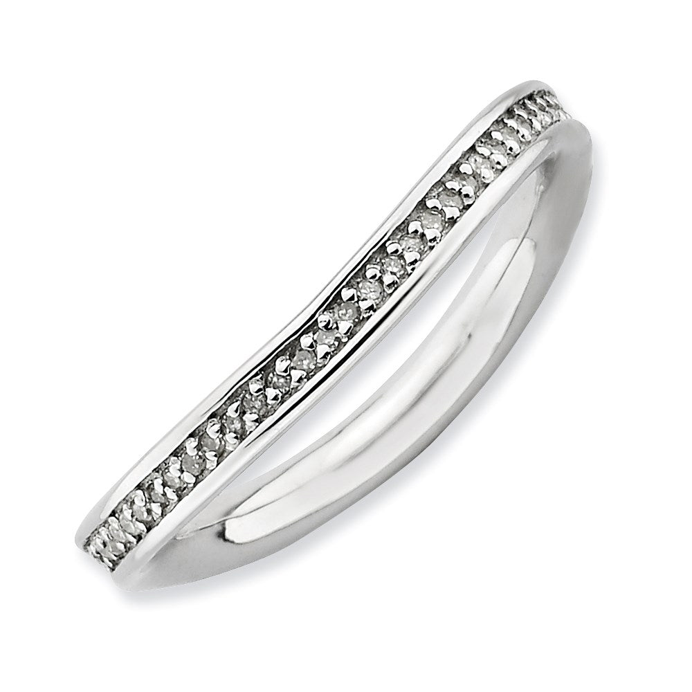 Sterling Silver Stackable Expressions & Diamonds Rhodium-plated Wave Ring