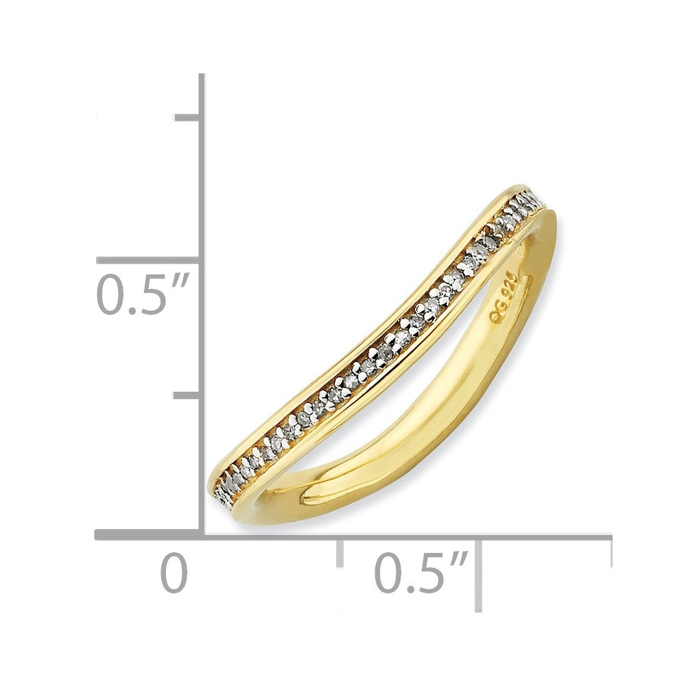 Sterling Silver Stackable Expressions & Diamonds Gold-plated Wave Ring