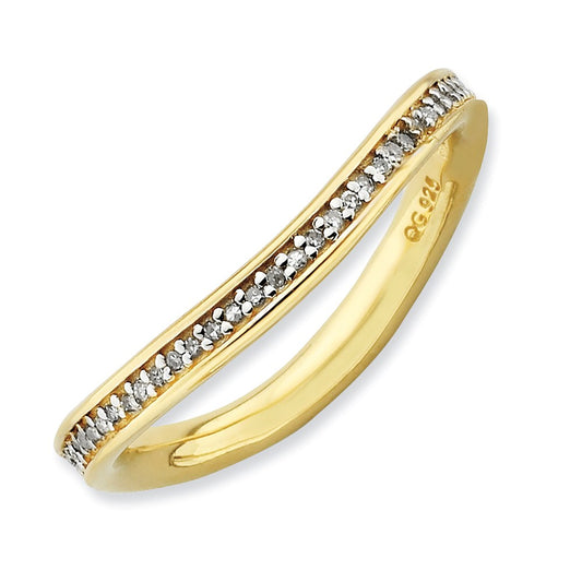 Sterling Silver Stackable Expressions & Diamonds Gold-plated Wave Ring